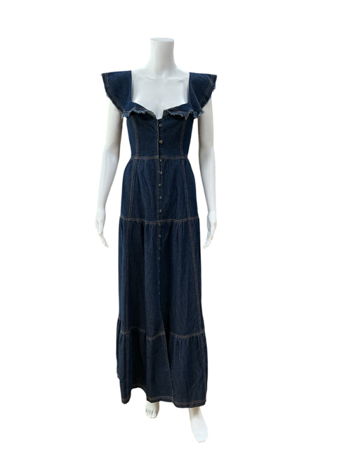 Urban Daizy Ruffled Off-Shoulder Denim Boho Maxi Dress | Size Medium - ONLINE ONLY