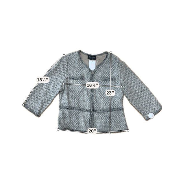 St. John Couture gray/black Jacket Oatmeal Multi Boucle Tweed Fringe Jacket Size 16 NWT - Size 16