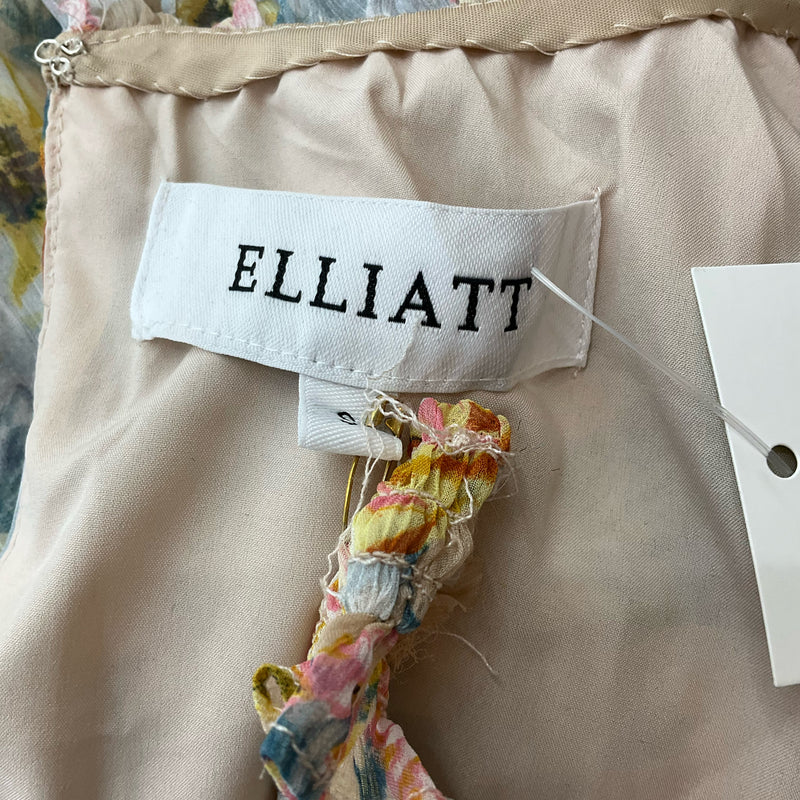 Elliatt Yellow/Blue Floral Pre-Owned Ladies Dress - Size Small - Margaret’s Fine Consignment