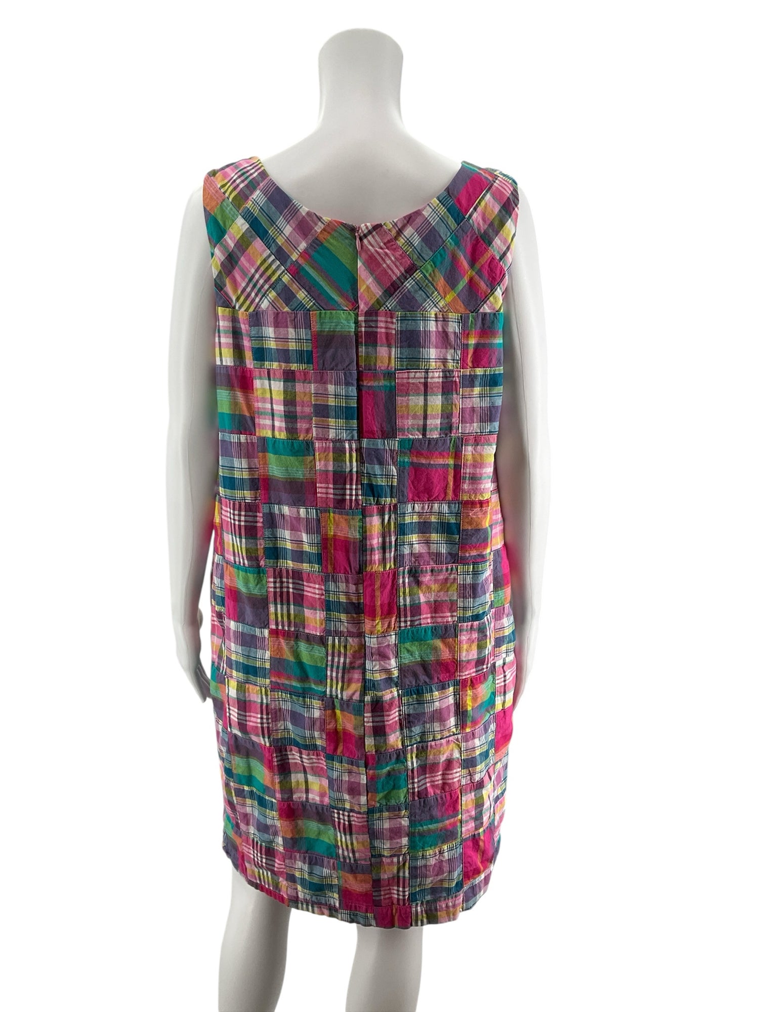 Talbots Patchwork Madras Plaid Cotton Shift Dress Size 12