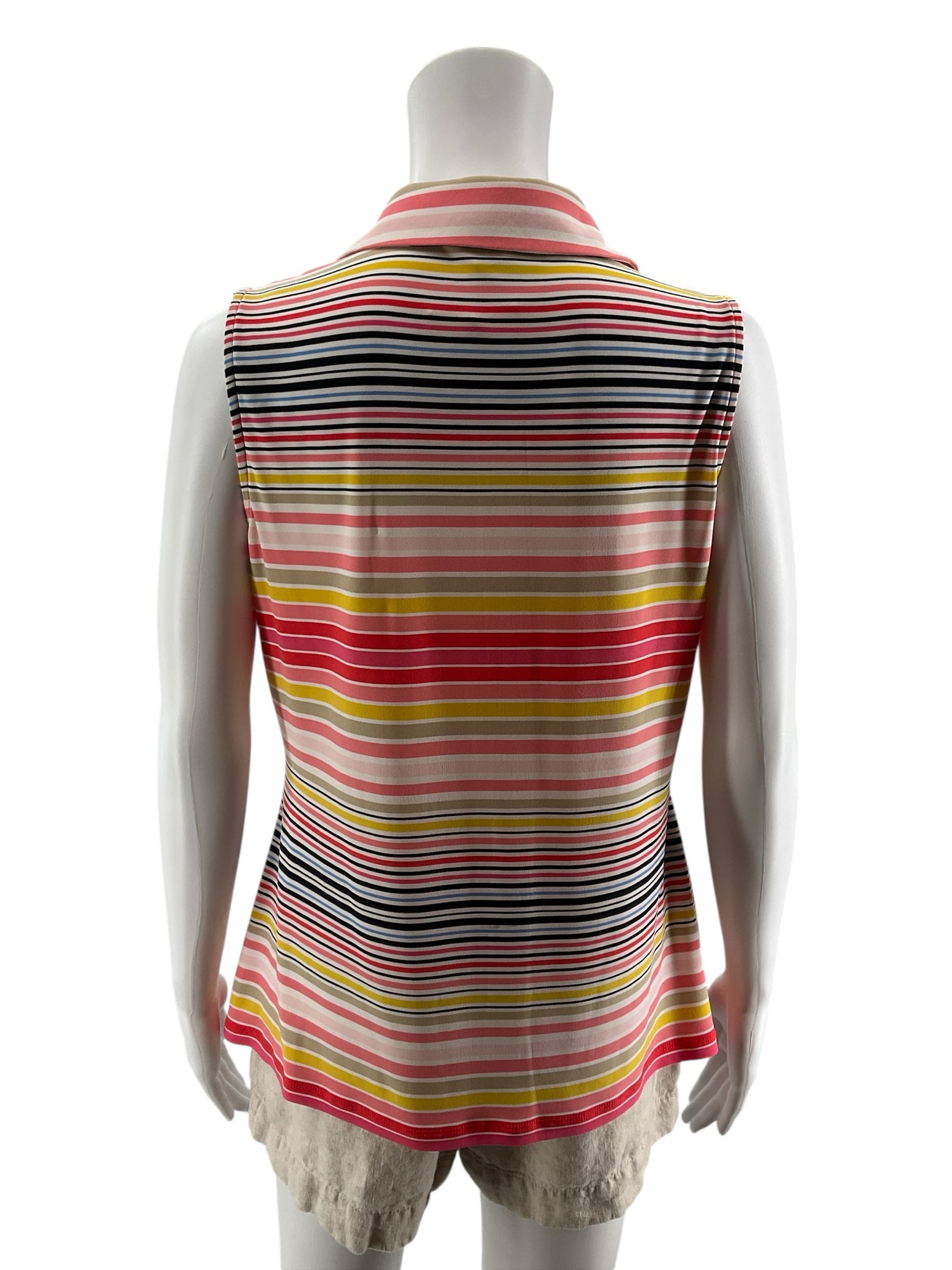 Tommy Hilfiger Multicolor Stripe Sleeveless Polo Tank Top | Size Medium