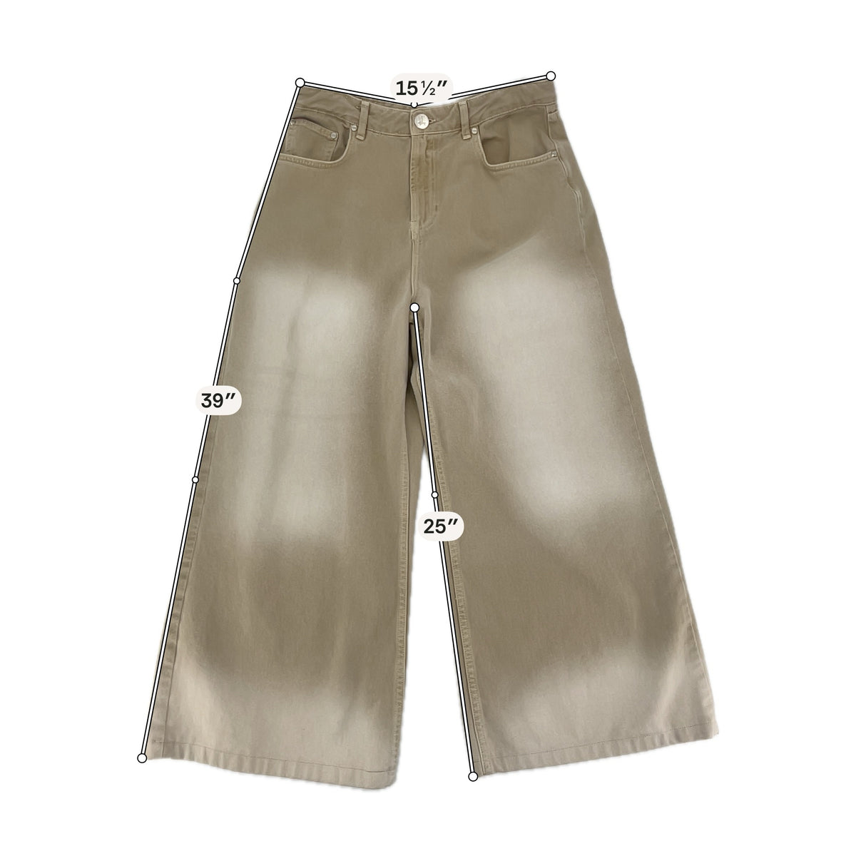 One Teaspoon Khaki Wide Leg Cropped Cotton Pants - Size 30 - ONLINE ONLY