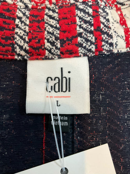 cabi Tuxedo Blazer Red Black White Stripe Boucle Jacket Size Large