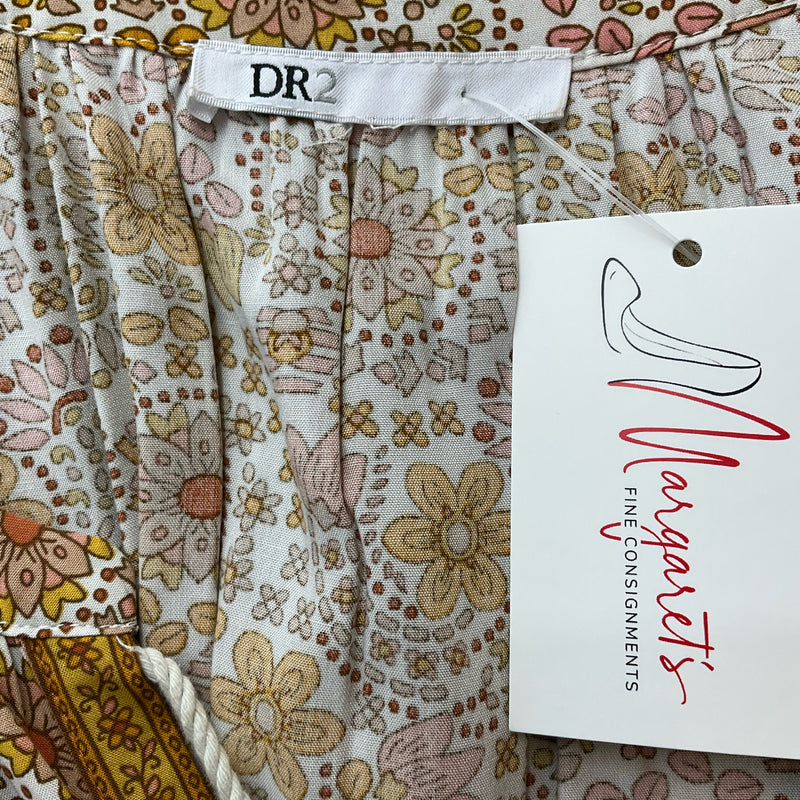 DR2 Mustard/Cream Floral Pre-Owned Ladies Top - Size Large - Margaret’s Fine Consignment