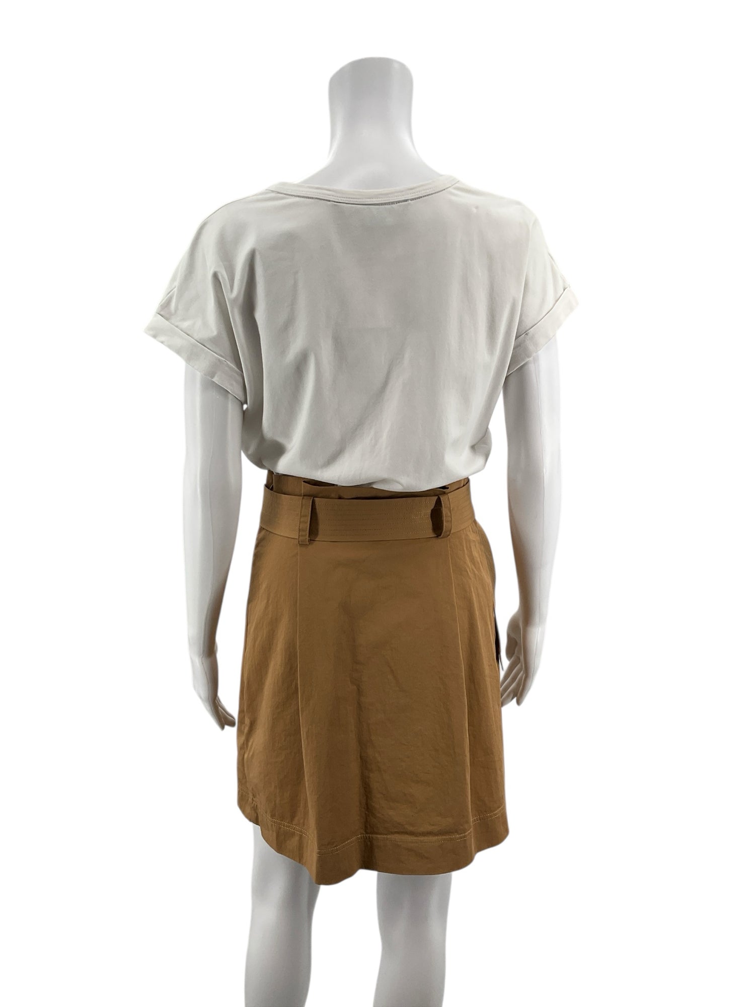 Veronica beard white/camel Short Sleeve Jean Kenia Two-Tone Belted T-Shirt Dress White Camel Small - Size S