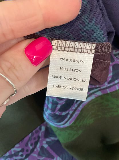 Novica purple/green/blue Maxi Artisan Batik Print Rayon Maxi Dress Purple Green Blue Size Medium - Size M