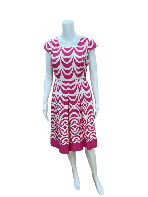 Talbots White/Pink Print Pre-Owned Ladies Dress - Size 4