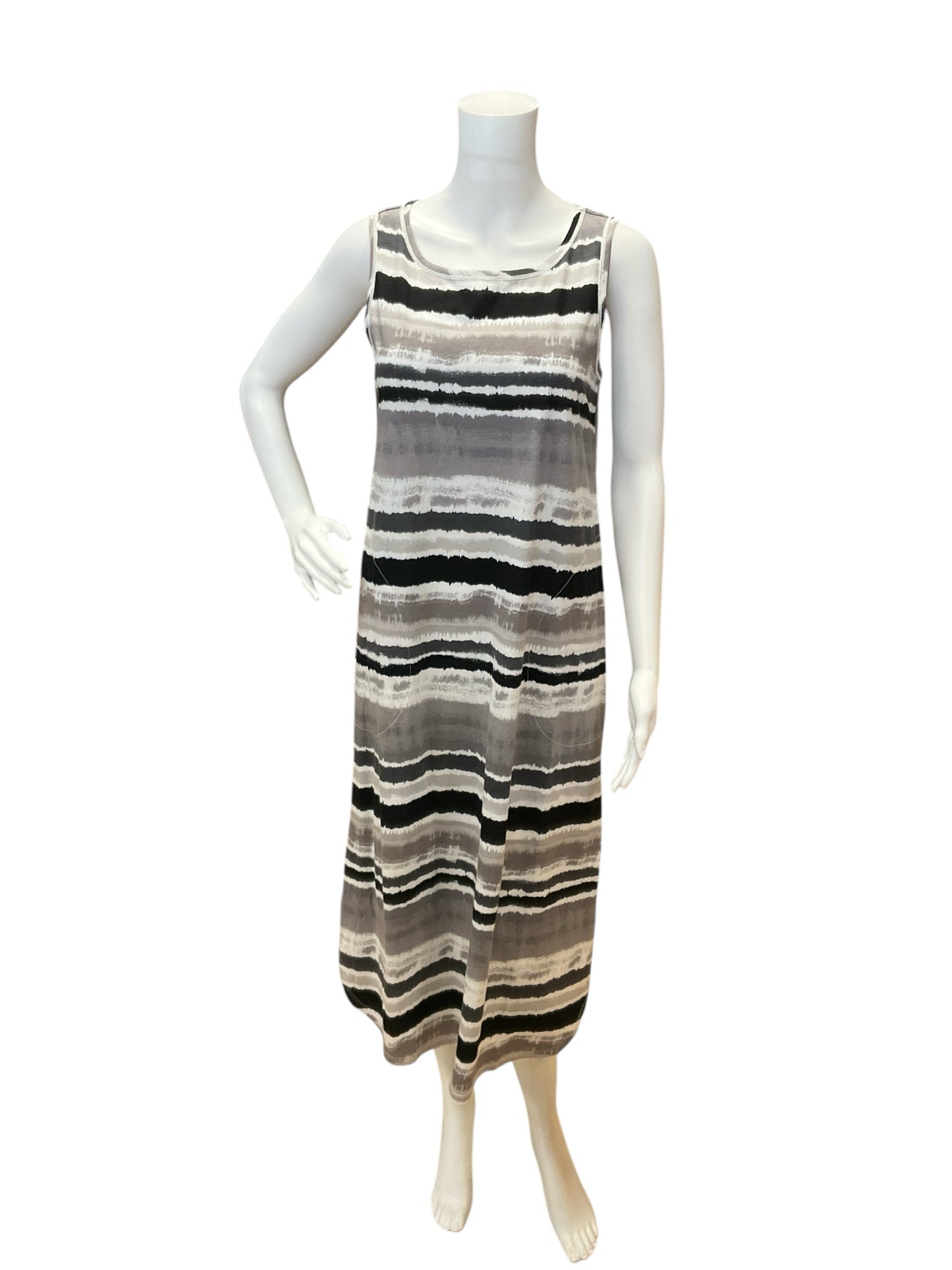 Carole Hochman Size XS Gray/Black/White Stripe Consignment Ladies Dress