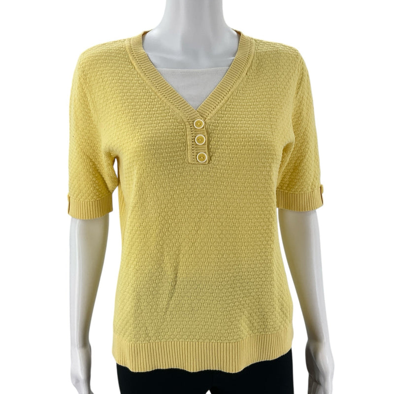 Christopher & Banks Yellow Textured Pre-Owned Top - Size Small - Margaret’s Fine Consignment