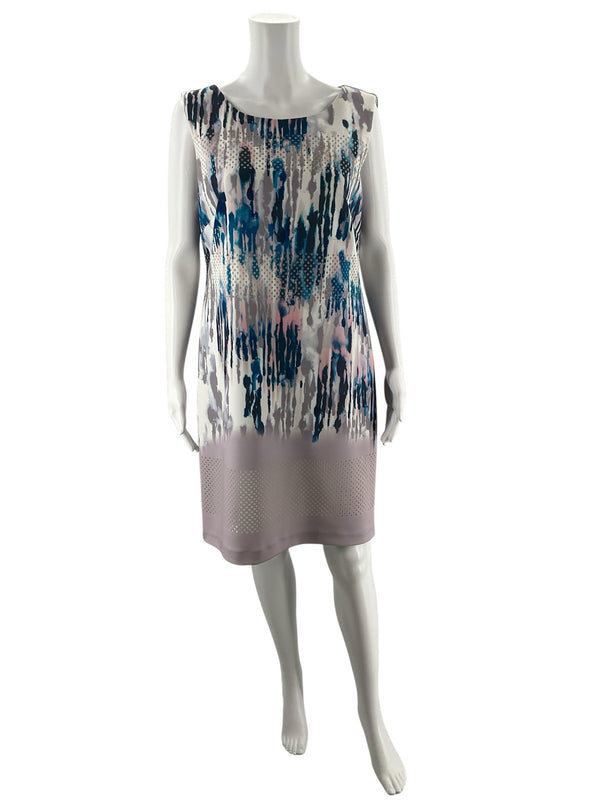 Antonio Melan White/Blue/Gray/Pink Pre-Owned Ladies Dress -i Size 12