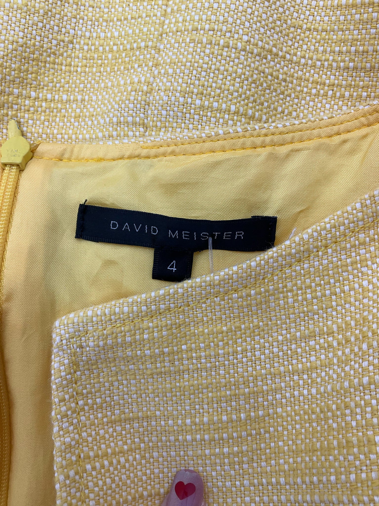 David Meister Yellow Textured Pre-Owned Ladies Dress - Size 4