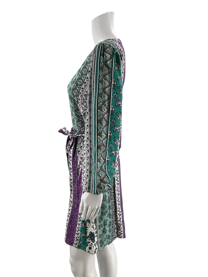 Loft Green/Purple/White Floral Pre-Owned Ladies New With Tags Dress - Size 6
