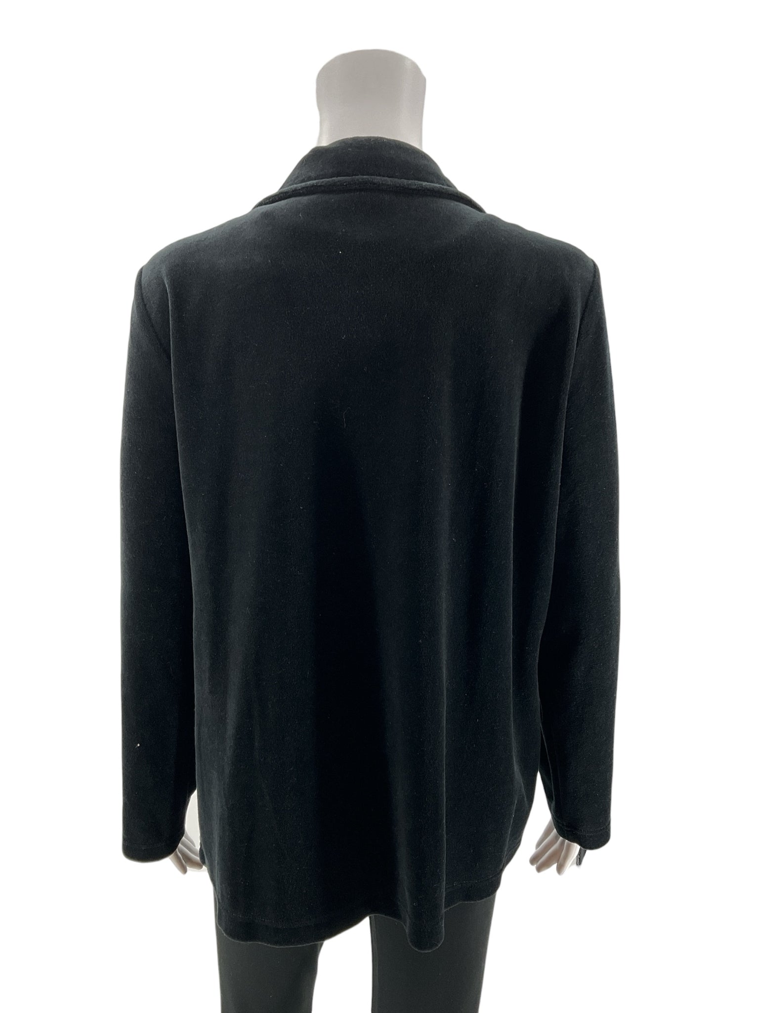 D!ifestyle Velour Zip Up Track Jacket Gold Swirl Embroidery Black Size Large
