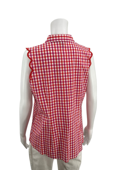 Talbots Pink/White Checkered Top Size 10 - rear view