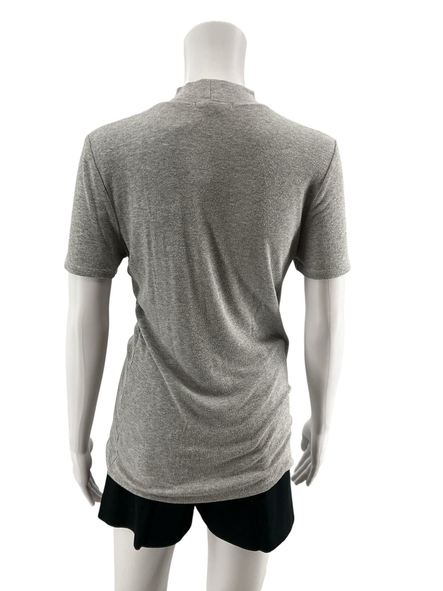Pure + Good Anthropologie Ribbed Mock Neck Top Gray Size Large