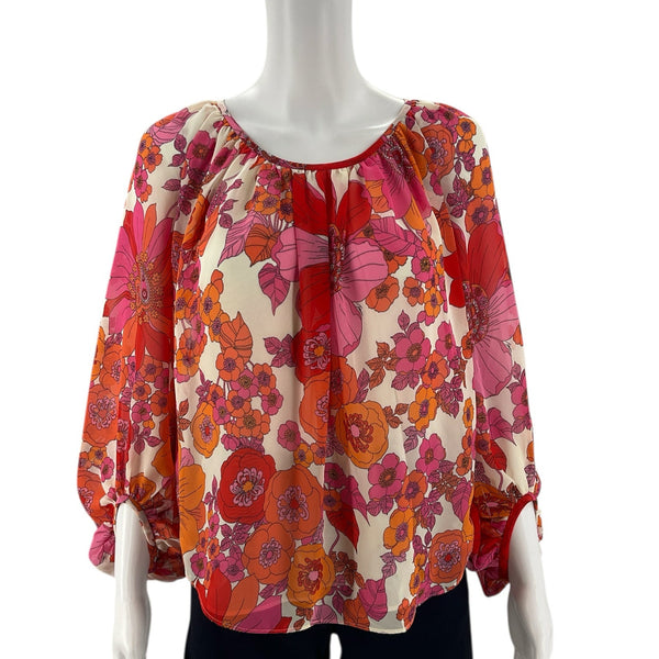 Trina Turk Orange/Multi Floral Pre-Owned Ladies Top - Size XS - Margaret’s Fine Consignment