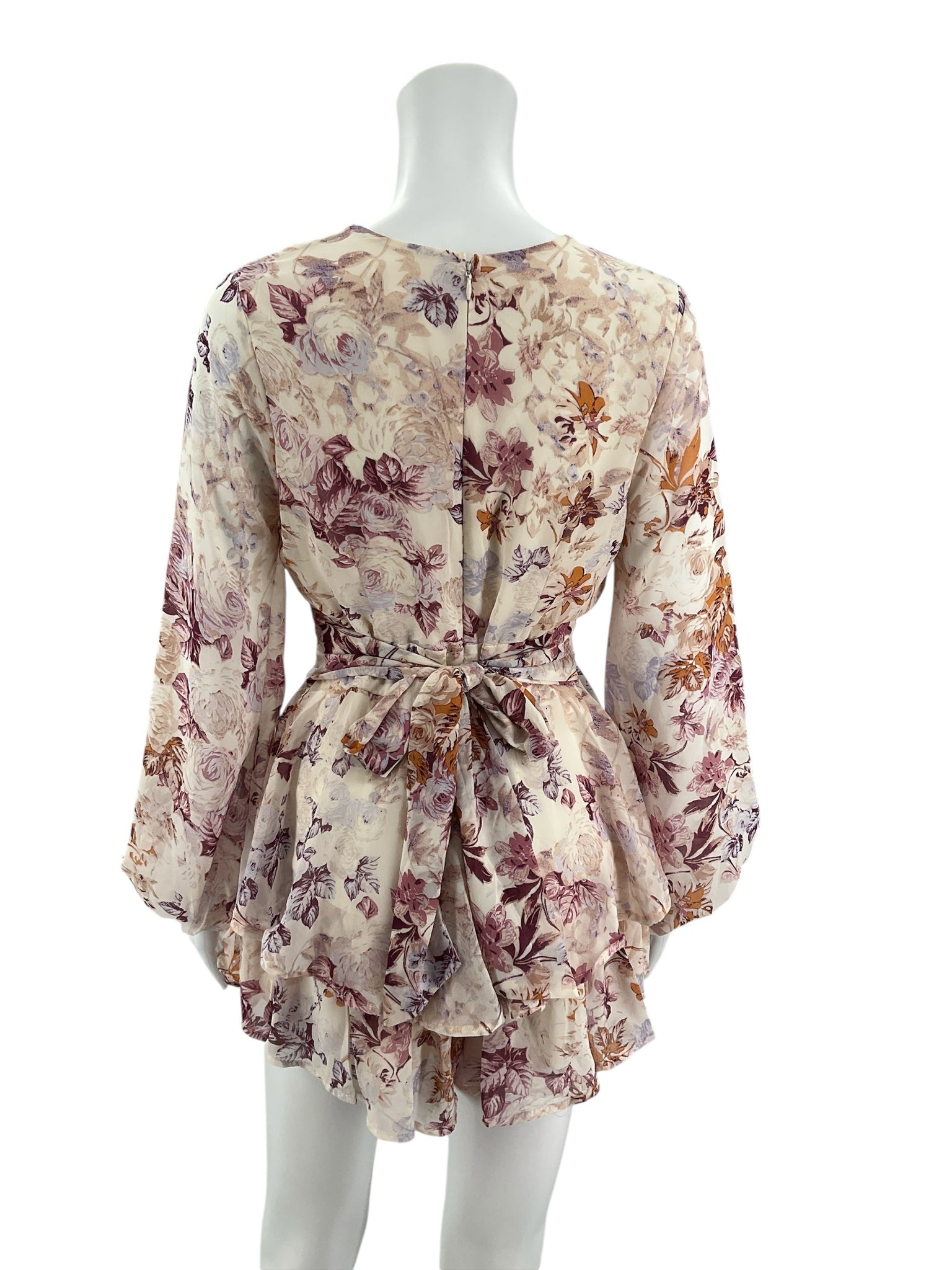 Mi Ami Alma Boho Floral Long Sleeve Ruffle Romper Size XS
