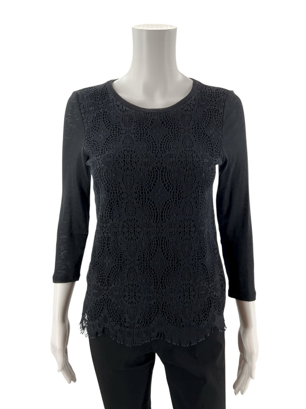 J Crew Black Lace Pre-Owned Ladies Top - Size XS