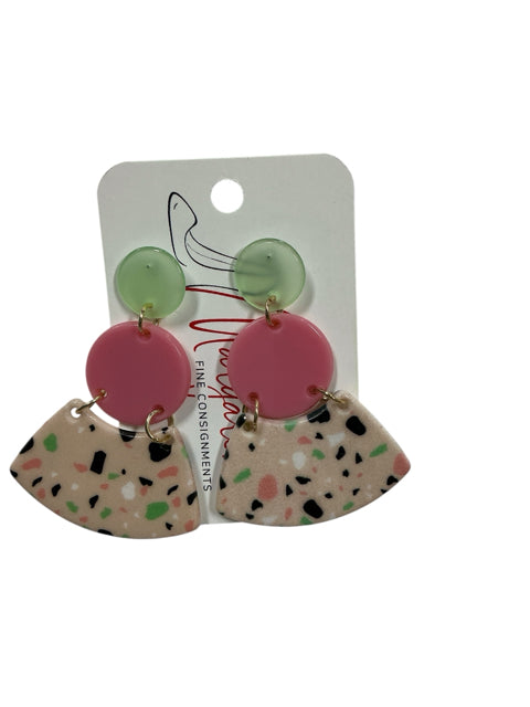 Melea Terrazzo Color Block Triple Drop Statement Earrings