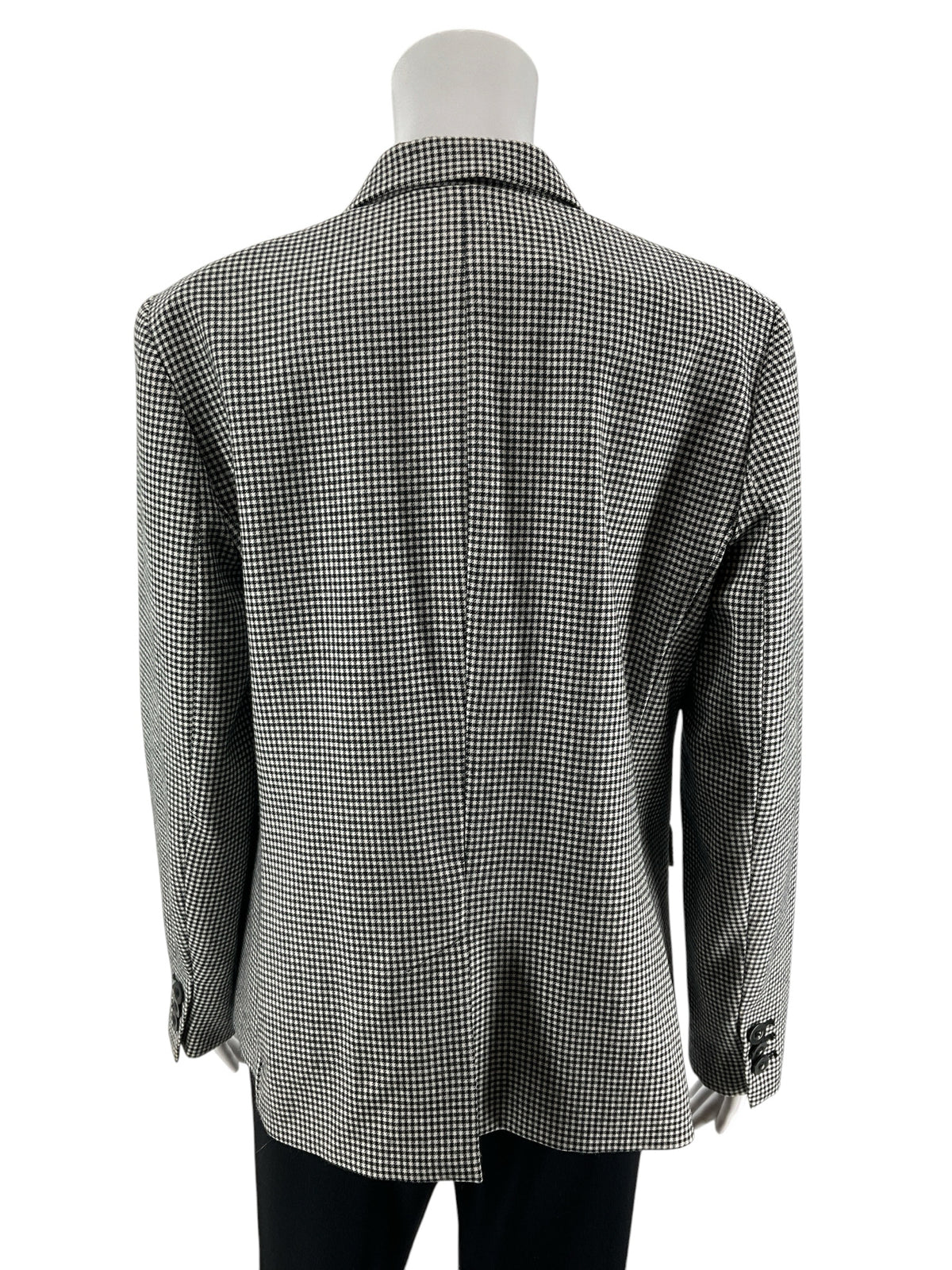 Talbots Houndstooth Checkered Blazer Black White Wool Blend Size 10