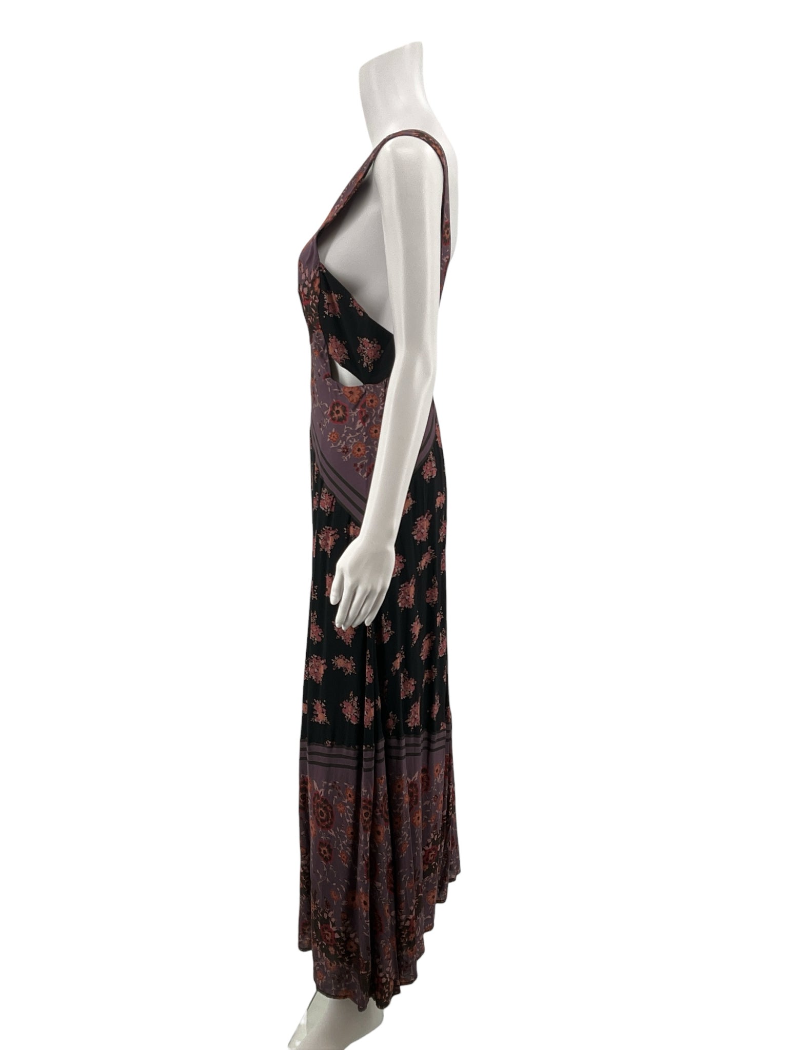 Free People Purple/Orange/Black Floral Pre-Owned Ladies Dress - Size 6