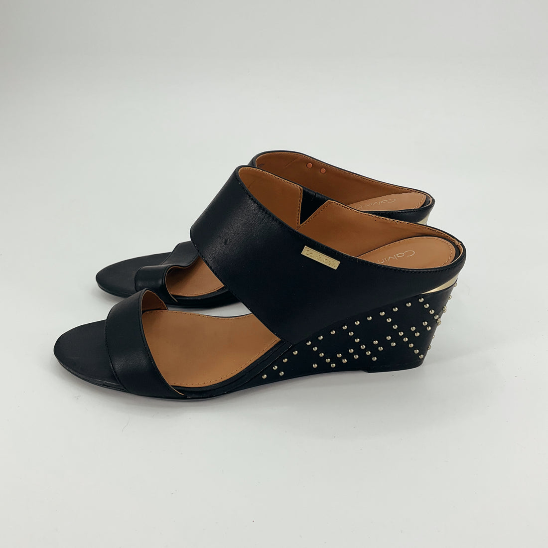 Calvin Klein Black Studded Pre-Owned Ladies New With Tags Sandals - Size 8.5