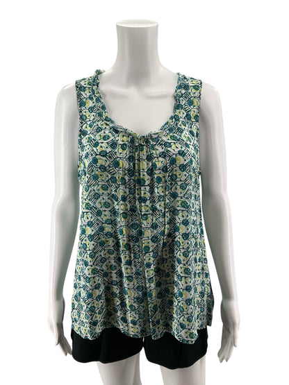 J. Jill Pure Jill Abstract Floral Print Rayon Tank Top | Large Petite