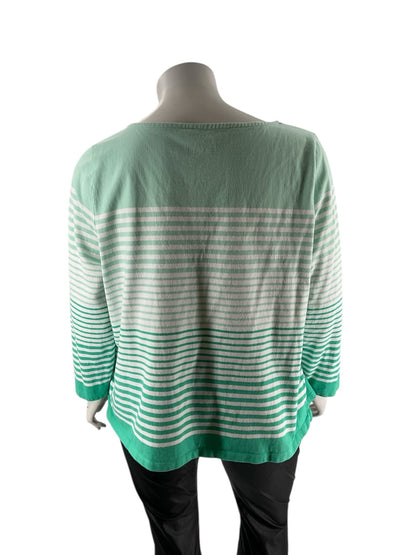 Talbots Green/White Stripe Pre-Owned Ladies Top - Size 3X