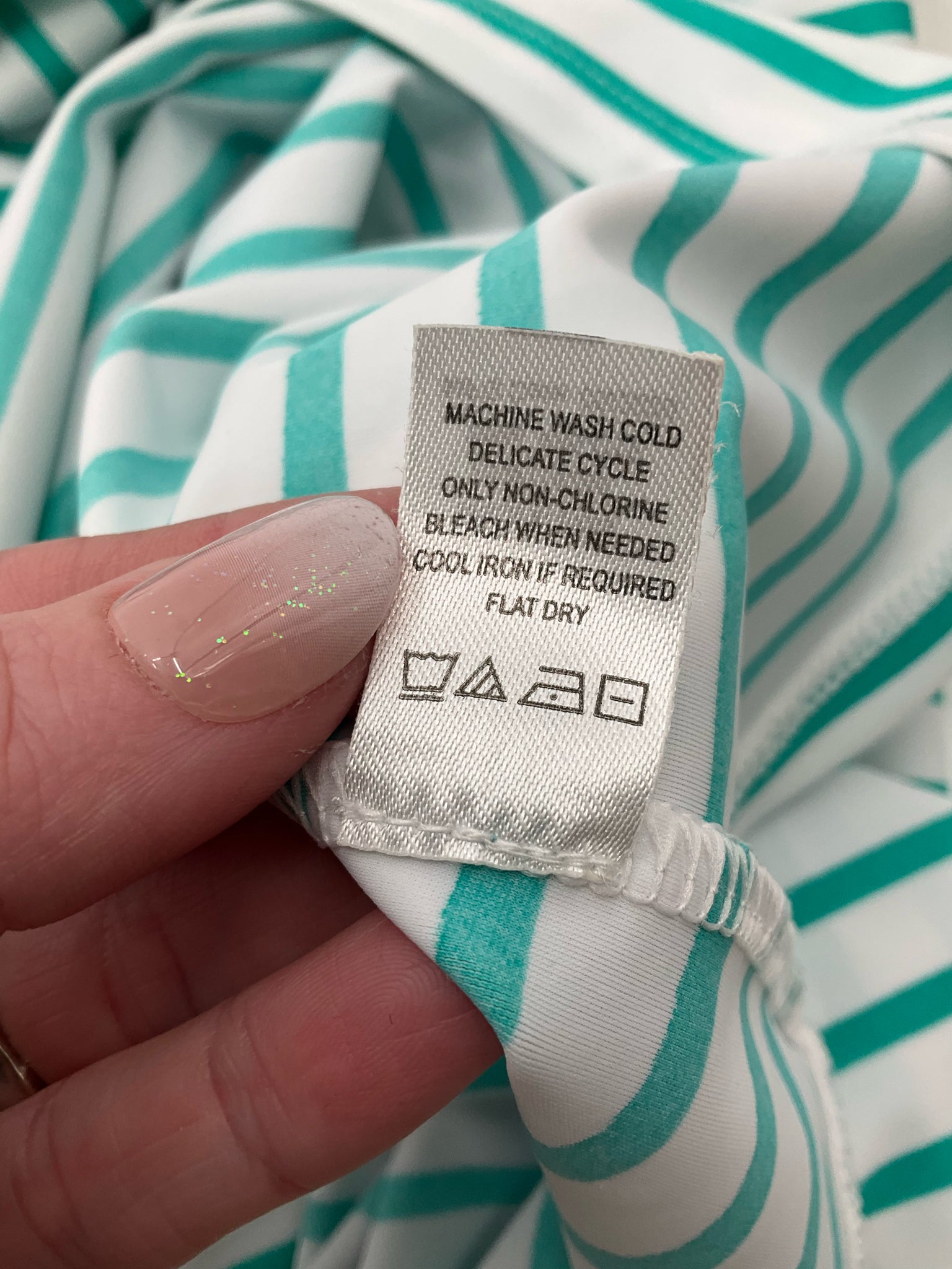 Cabana Life white/teal Shift Delray Stripe UPF 50+ Tunic Dress White Teal Size Small - Size S
