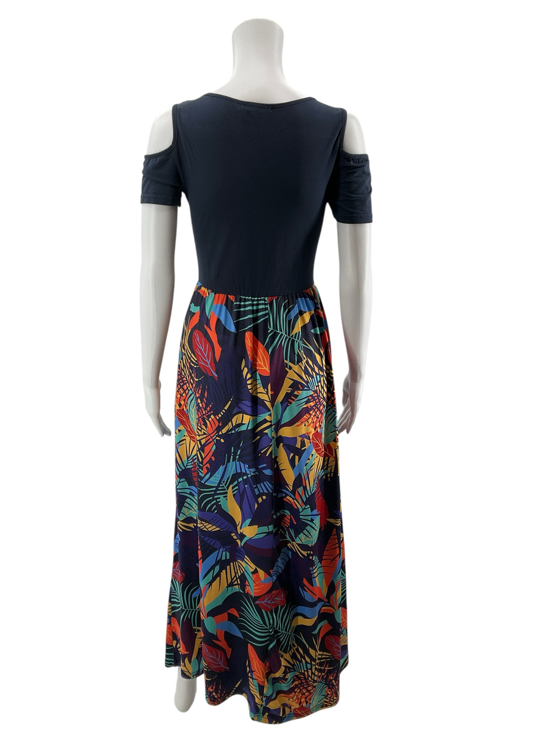 Styleword Navy Floral Cold Shoulder Maxi Dress Size Small