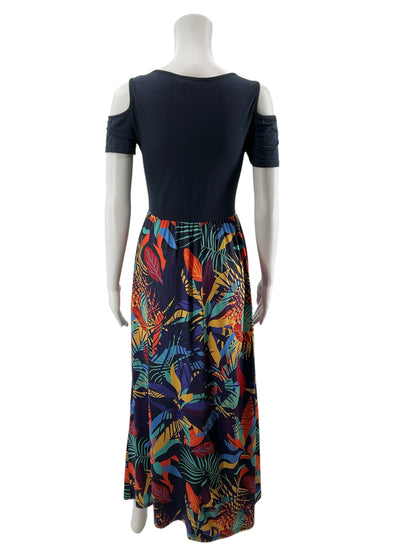 Styleword Navy Floral Cold Shoulder Maxi Dress Size Small
