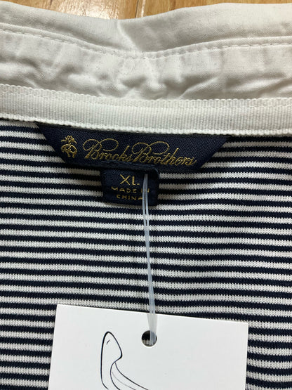 Brooks Brothers Navy &amp;amp; White Stripe V-Neck Polo Top | Size XL