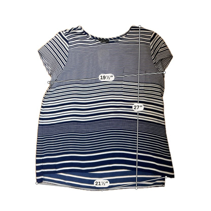 The Limited white/navy Short Sleeve Navy White Striped High-Low Tunic Top Size Large NWT - Size L