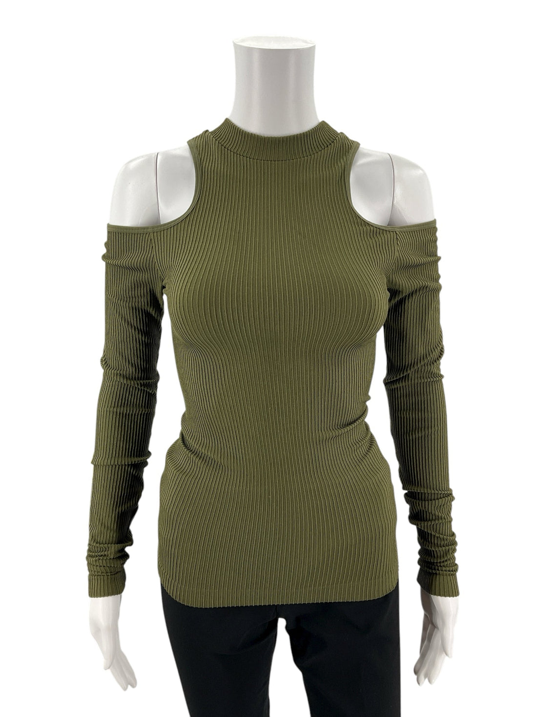 Dynamic Olive Ribbed Pre-Owned Ladies Top - Size One Size Fits Most - Margaret’s Fine Consignment