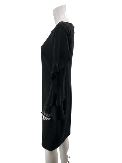 Calvin Klein Black Tiered Ruffle Sleeve Sheath Dress Size 12