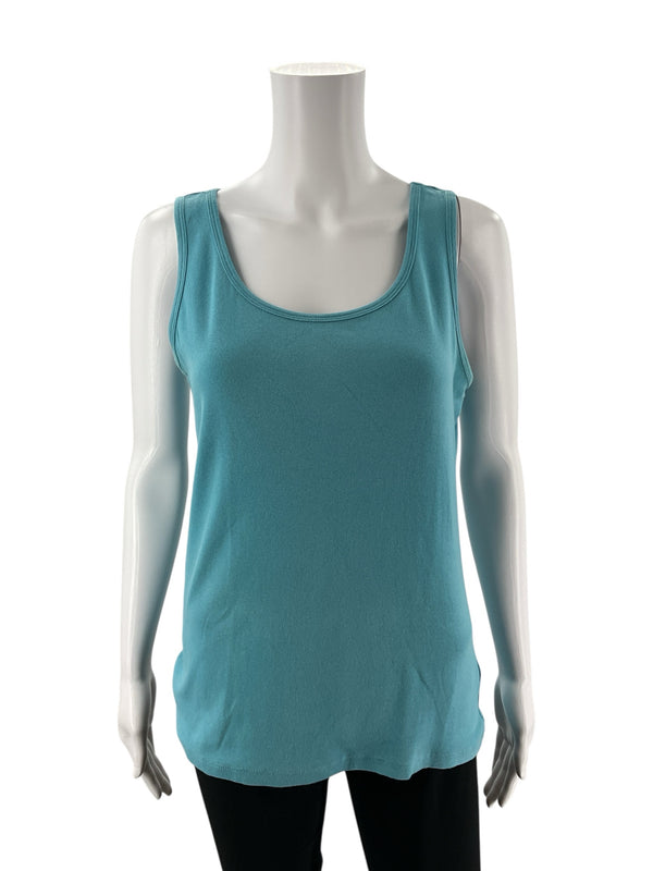 Talbots Aqua Solid Pre-Owned Ladies Top - Size Medium Petite