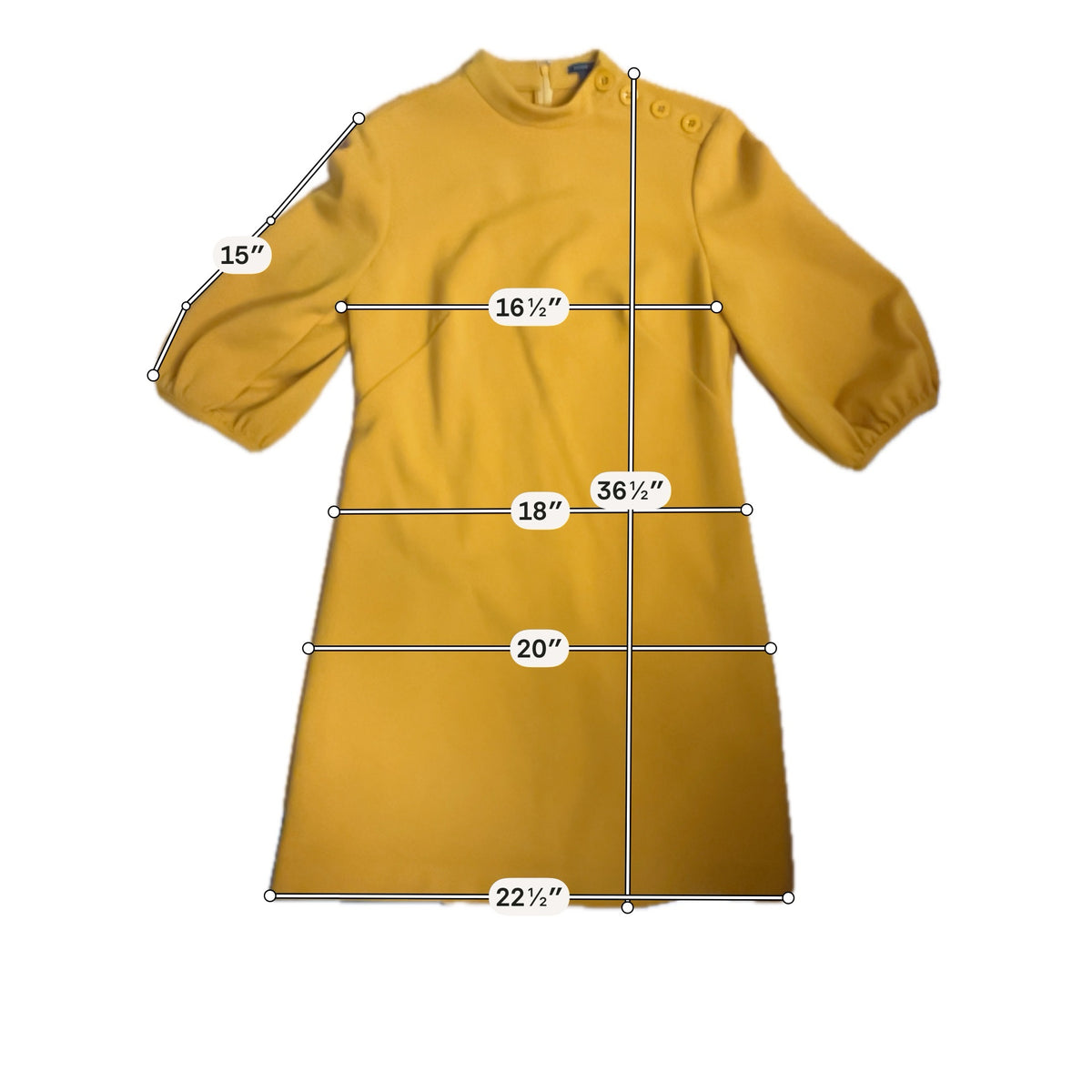 Ann Taylor Size 6 Mustard Yellow Mock Neck Balloon Sleeve Shift Dress - ONLINE ONLY