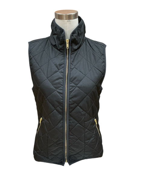 Old Navy Quilted Puffer Vest XS Black Gold Zipper Lightweight