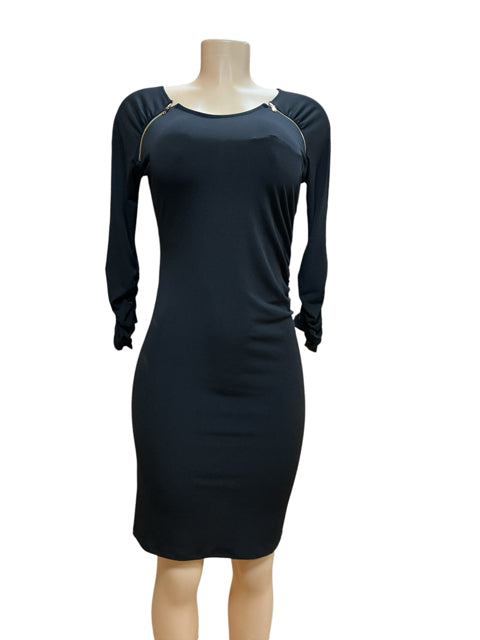 INC International Concepts Zipper Accent Ruched Sleeve Bodycon Dress Size S Black - ONLINE ONLY