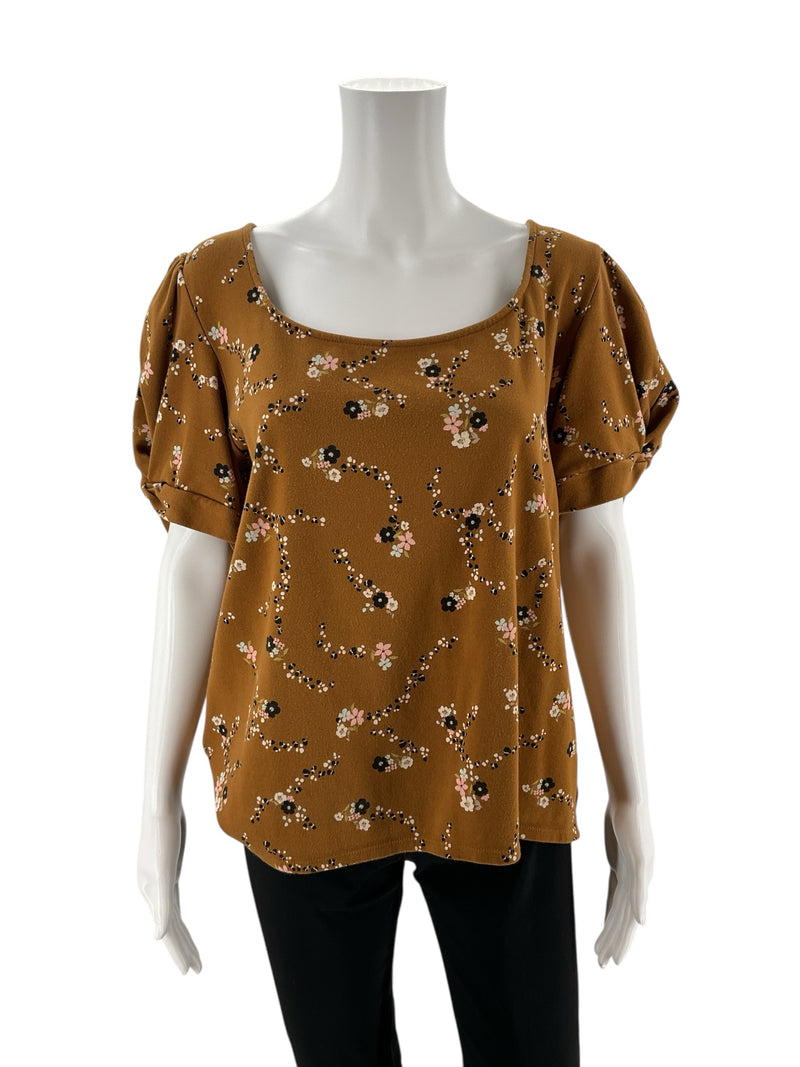 Loft Taupe Floral Pre-Owned Ladies Top - Size XL