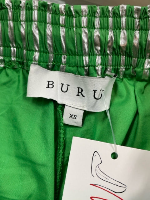 BURU Teal Green &amp; Silver Metallic Stripe Pull-On Lounge Pants Size XS - ONLINE ONLY