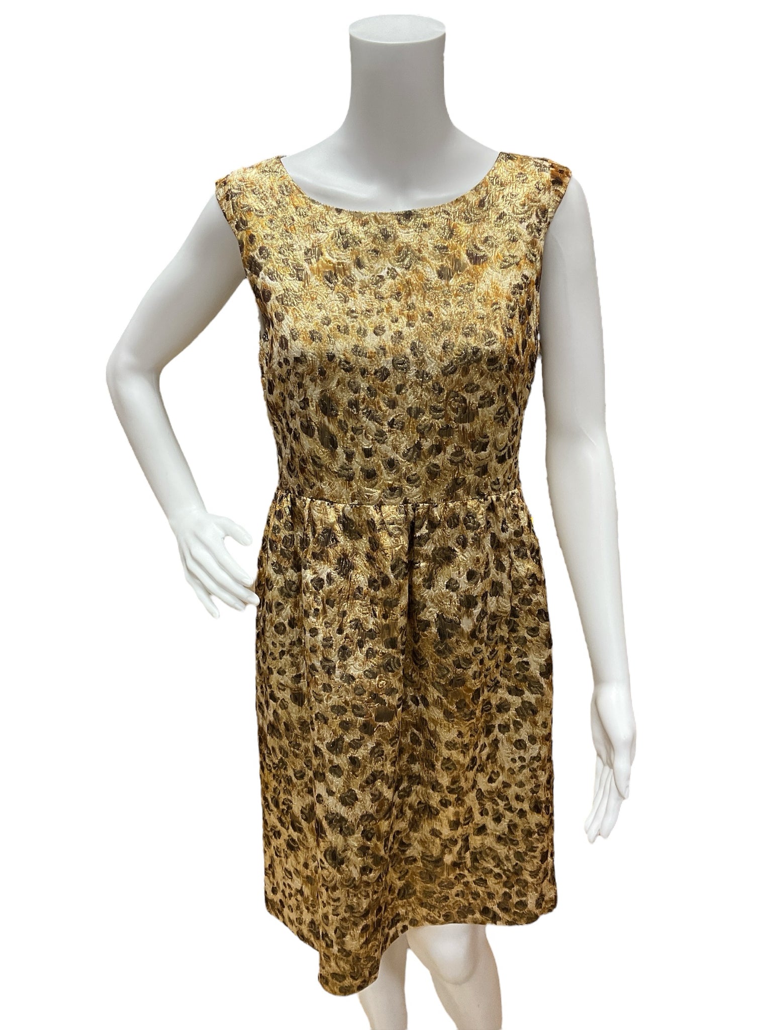 J Crew Size 4 Gold Print Pre-Owned Dress