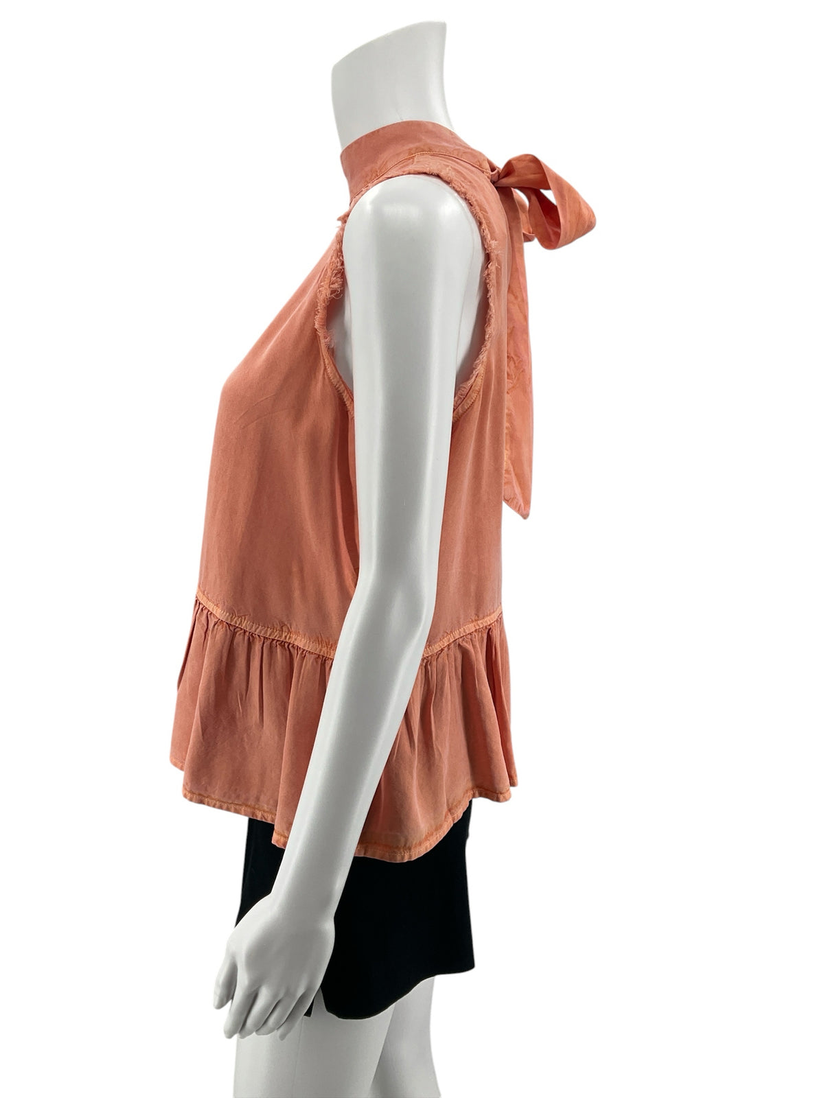 Cloth &amp; Stone Sula Tencel Tie-Back Peplum Tank Top XS Burnt Orange - ONLINE ONLY