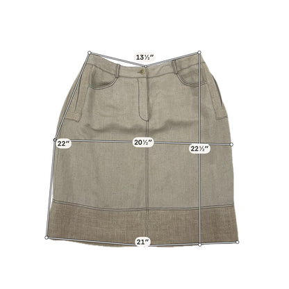 Harvé Benard Tan Skirt Tan Linen Blend Knee Length Career Skirt Size 10 - Size 10