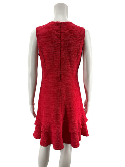 Sharagano Petite Red Textured Boucle Ruffle Hem Mini Dress Size 4P