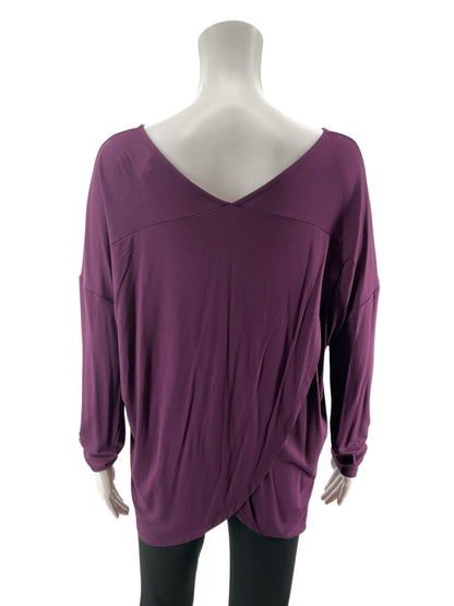 Express Relaxed Fit V-Neck Dolman Sleeve Tee Plum Size Medium