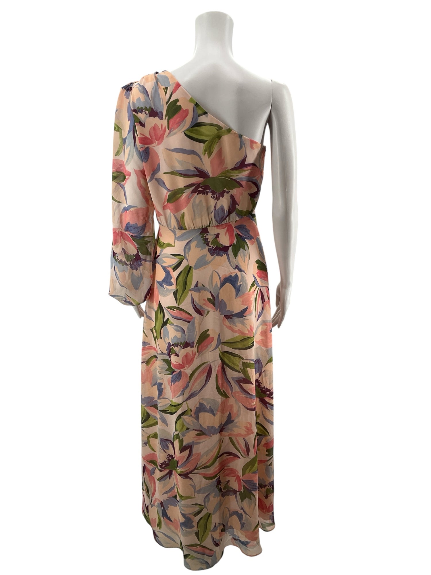 ASTR The Label peach/purple/green Maxi Primrose One Shoulder Floral Midi Dress Pink Size Small - Size S