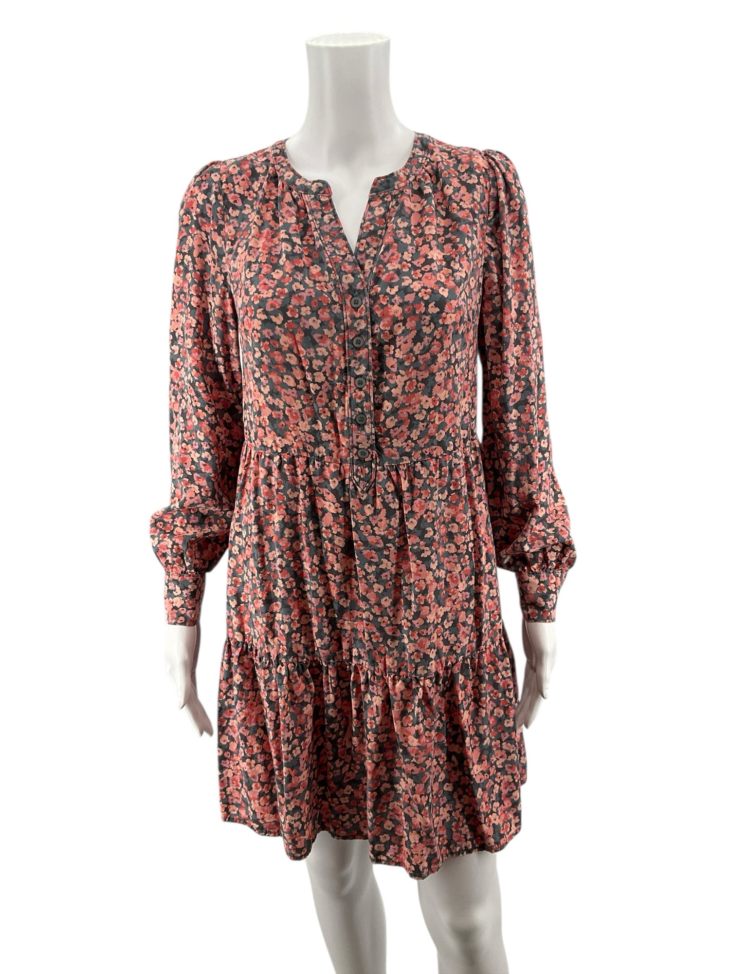Loft gray/orange Floral Gray/Orange Floral Pre-Owned Ladies Dress - Size XS - Size XS