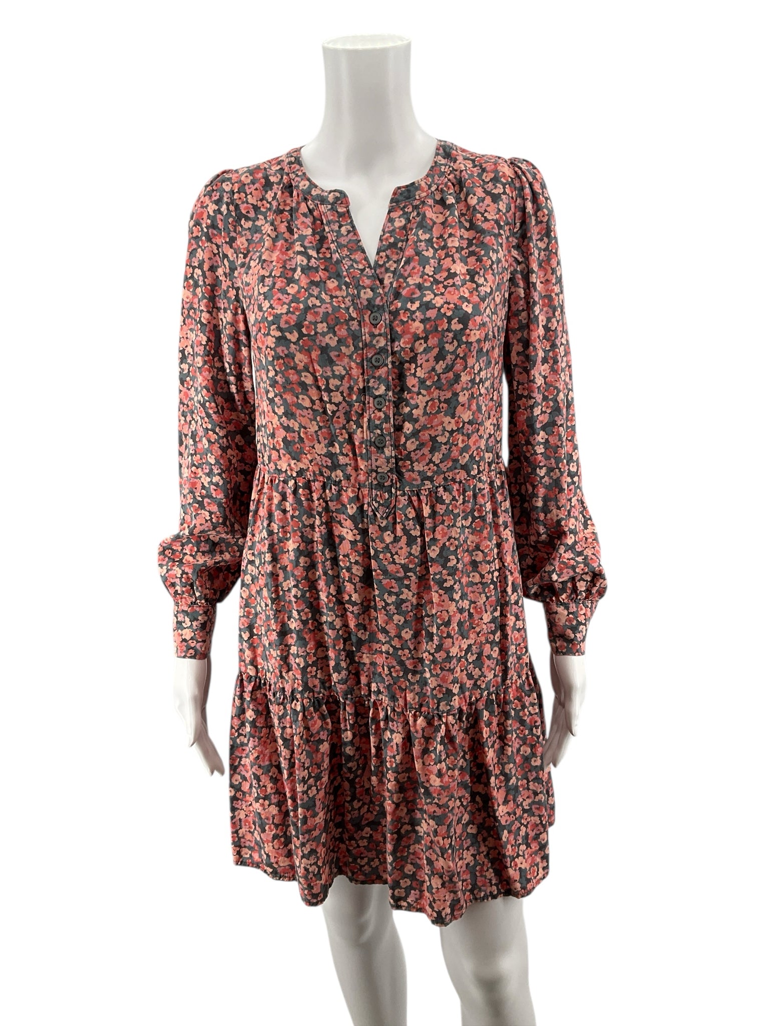 Loft gray/orange Floral Gray/Orange Floral Pre-Owned Ladies Dress - Size XS - Size XS