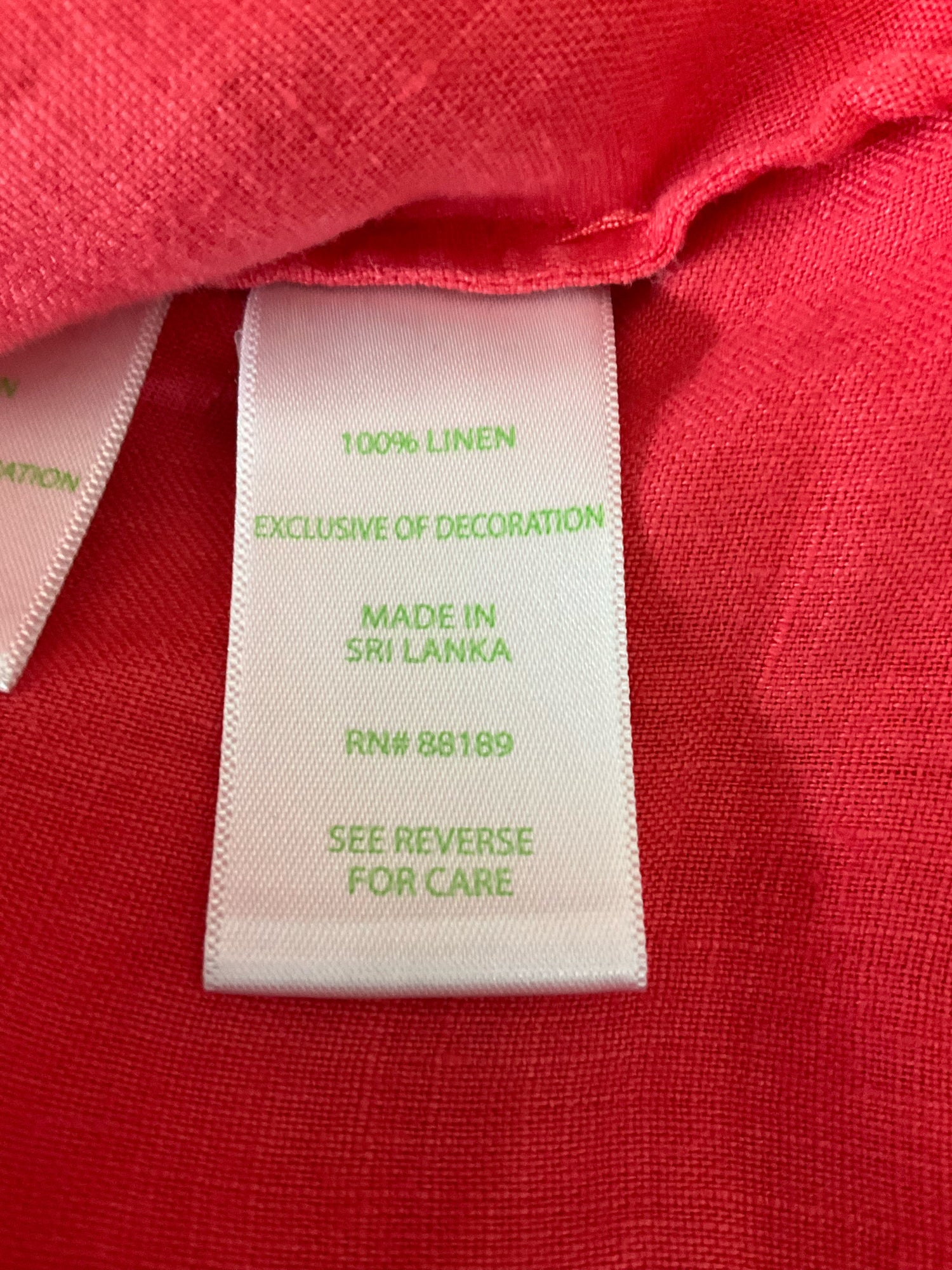 Lilly Pulitzer Katrina Linen Top Coral Crochet Lace Bishop Sleeve Blouse Size Large